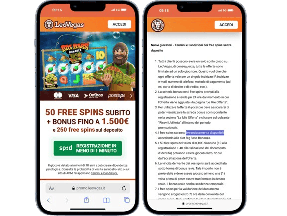 leovegas free spins senza documenti